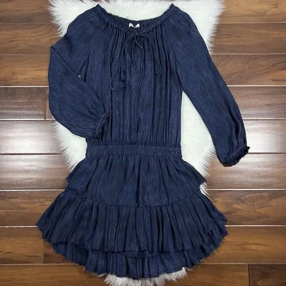 LoveShackFancy | Dresses | Love Shack Fancy Womens Size 2 Blue Snake Print  Silk Tiered Popover Dress | Poshmark
